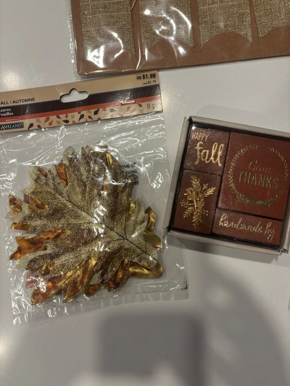 Bundle of 8 Assorted Fall/Thanksgiving Gift Tags, Ink Stamps & Leaf Decor